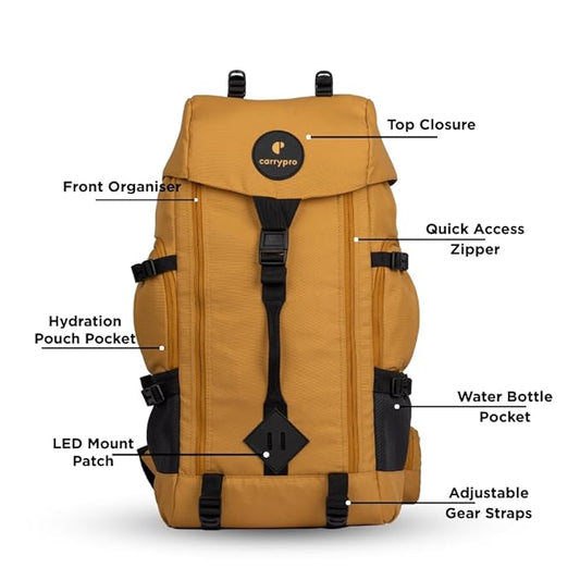Functional Travel Backpack for Men & Women, Camping, Biking, Trip, Trekking Bag, Fits 15.6” Laptop, Water-Resistant with Rain Cover & Travel Pouch, 2-Year Warranty