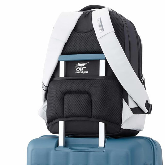 Laptop Backpack | USB Charging Port | Smart Trolley Sleeve | Hidden Pocket | Tractum Suspension Straps | Office Bag for Men and Women | Cool White | 1 Year Global Warranty